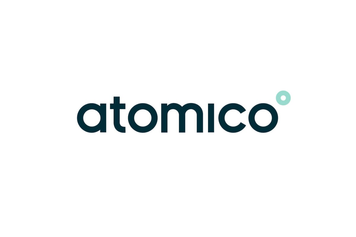 Ein Logo mit dem Wort „Atomico“, das für ein Startup entworfen wurde.